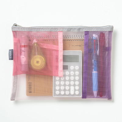 ミドリ　ペン＆ツールポーチ　メッシュ　ピンク3