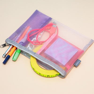 ミドリ　ペン＆ツールポーチ　メッシュ　ピンク4