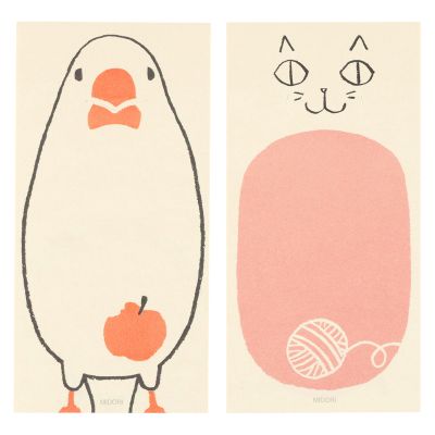 ミドリ 付せん紙 ひみつ(ネコ柄&文鳥柄)2