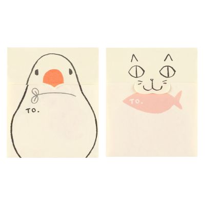 ミドリ 付せん紙 ひみつ(ネコ柄&文鳥柄)3