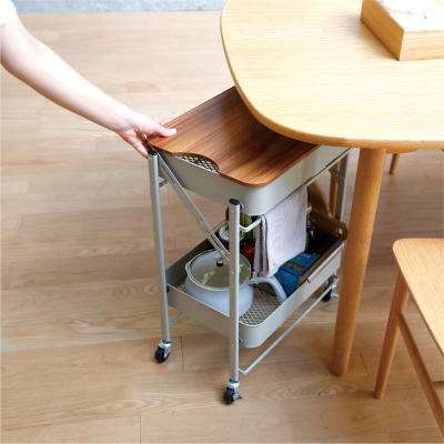 折り畳める2段ワゴン Amely ホワイト4