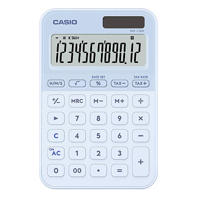 カシオ計算機　カラフル電卓　ＭＷ－Ｃ２０Ｄ－ＬＢ　ライトブルー