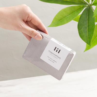 ｌｉｌ　圧縮フェイスタオル　グレー2