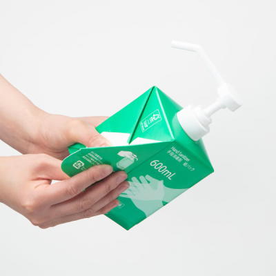 オリジナル　手指消毒剤　紙パック　ポンプ付き　本体　１本（６００ｍＬ）3