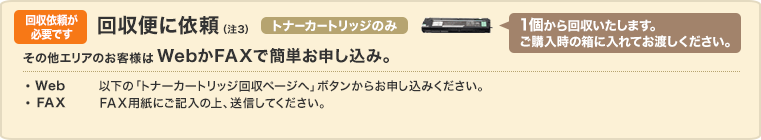 回収依頼が必要です 回収便に依頼(注3)