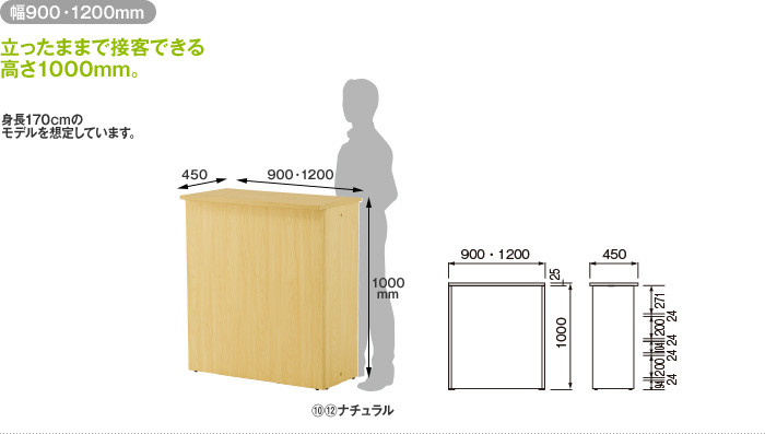 サイズオーダーカウンター Bタイプ(片側アール付) 30mm厚[長さ901〜1200mm×奥行き801〜900mm] - 3