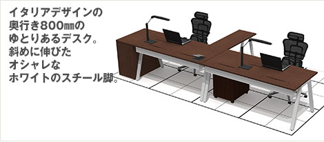 オフィスデスク 事務机 レイアウト例 エグゼクティブデスク2人
