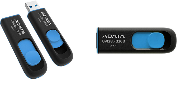 ADATA・スライド式USBメモリ・AUV128-32G-RBE・32GB・USB3.0対応