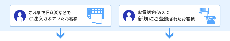 これまでFAXなどでご注文されていたお客様　お電話やFAXで新規にご登録されたお客様